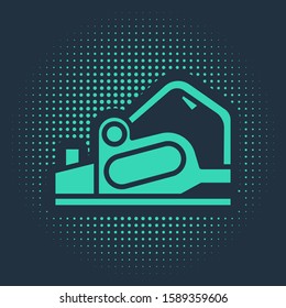 Green Electric planer tool icon isolated on blue background. Abstract circle random dots. Vector Illustration