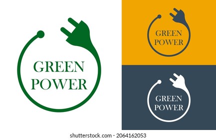 green electric power circular logo icon. perfect for natural green energy logo. vector abstract flat design