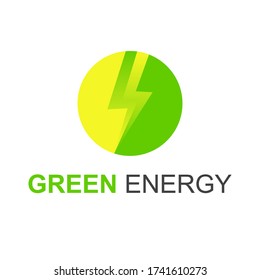 Green electric power vector logo design element with Natural shape. Eco energy and bio thunder electricity symbol concept. Lightning bolt sign. Flash vector emblem template. Power fast speed