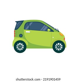 Green electric smart car. Vector illustration