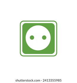 Green electric socket on white background