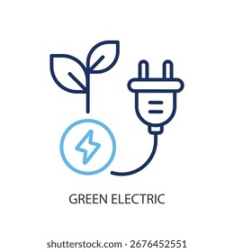 Green electric thin line vector icons.