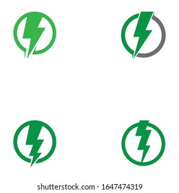  Green electric Vector lightning icon logo and symbols