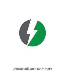  Green electric Vector lightning icon logo and symbols