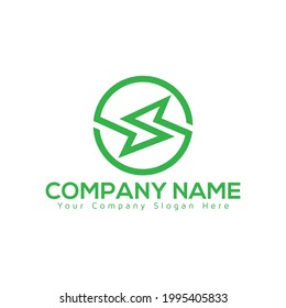 Logo de la energía eléctrica verde. logotipo de potencia del tornillo de alumbrado