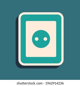 Green Electrical outlet icon isolated on green background. Power socket. Rosette symbol. Long shadow style. Vector