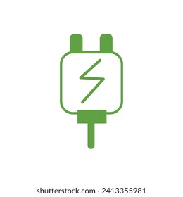 Conexión eléctrica verde sobre fondo blanco