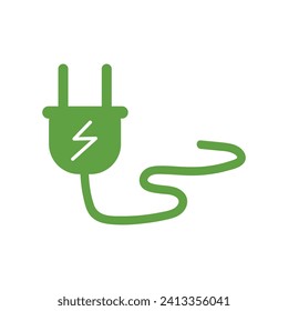 Green electrical plug on white background