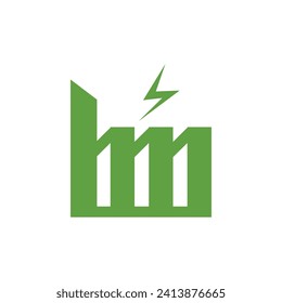 Green electrical power station on white background