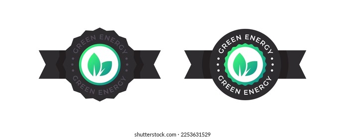 Green electricity badge. Renewable energy concept. Ecology and Energy web icons. Vector illustration