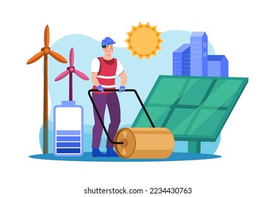 Green Electricity Illustration concept. A flat illustration isolated on white background