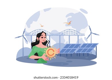 Green Electricity Illustration concept on white background