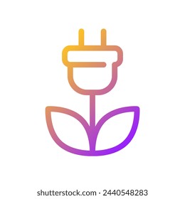 Green electricity pixel perfect gradient linear ui icon. Sustainability. Eco friendly energy generation. Line color user interface symbol. Modern style pictogram. Vector isolated outline illustration