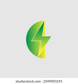 Green electricity vector logo design element with natural shape. Concept of environmental friendly energy and bio electricity thunder symbol. Thunder sign. Vector Flash emblem template.