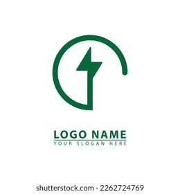 icono del logotipo del vector de electricidad verde. Resumen del estilo gráfico de ilustración plana. genial para electricidad, tecnología, verde, negocios, etc.