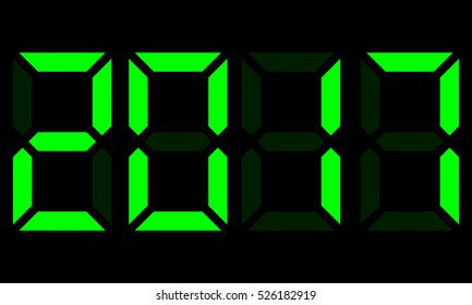 Green electronic numbers 2017. Digital numbers. Vector illustration