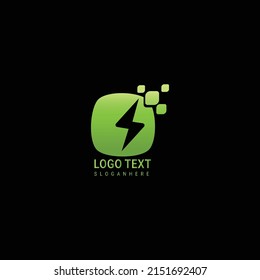  green electronic technology logo design vector