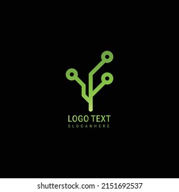  green electronic technology logo design vector
