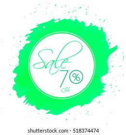 Green elegance sale banner in watercolor design for a shop and site 70%. Vector illustration