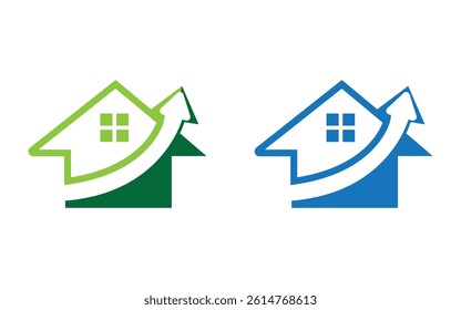 Green Elegant Arrow Real Estate Company Arrow Logo Icon Modern Property Branding logo