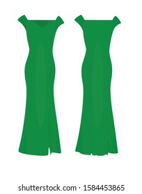 Green elegant dress. vector illustration