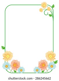 Green elegant frame with daisies