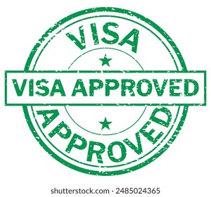 Green Elegant visa approved text round rubber seal stamp on white background