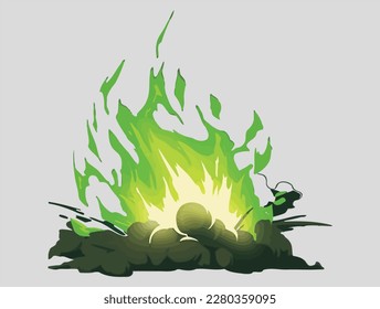 Green Element flame effect vfx isolated vector illustration