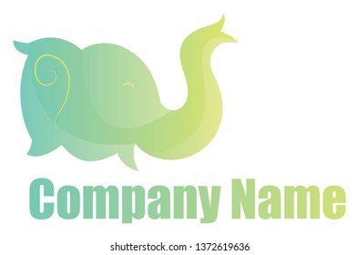 Cabeza de elefante verde simple logo ilustración vectorial en fondo blanco