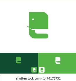 green elephant icon logo design template