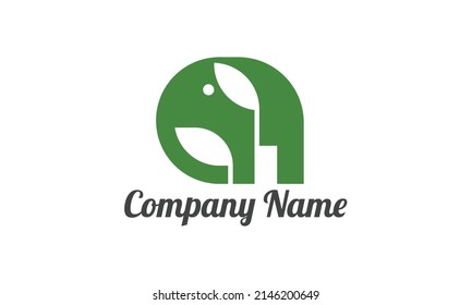Green Elephant logo. Elephant Animal Wildlife Creative Vector Logo