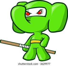 Green Elephant Ninja Vector Illustration