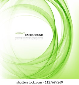The green ellipses on a white background.Abstract background of transparent vector wave.