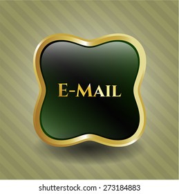 Etiqueta brillante verde del correo electrónico con fondo verde