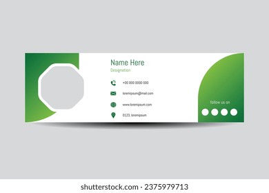 Green Email signature template. Corporate identity design. Editable vector illustration