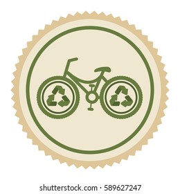 green emblem eco bicycle icon, vector illustraction design image