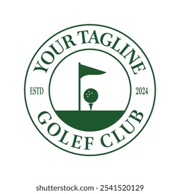 Green Emblem with Flag and Golf Ball Perfect for Golf Clubs, Sports Associations, and Tournament Branding