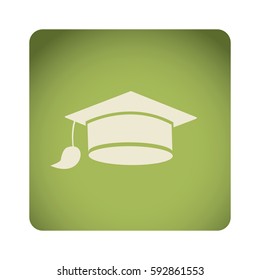 green emblem graduation hat icon, vector illustraction design image