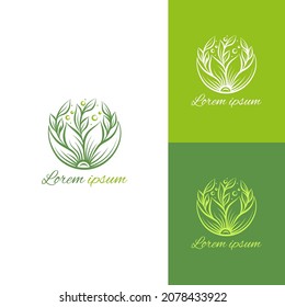 Green emblem with leaves. Can be used for jewelry, beauty and fashion industry. Great for logo, monogram, invitation, flyer, menu, background, or any desired idea.