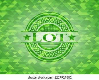 Lot green emblem. Mosaic background