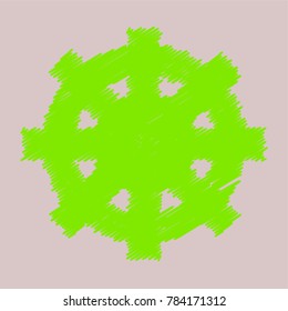 Green Embroidered Dharma Wheel on Grey Background