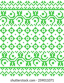 green embroidered good like handmade cross-stitch ethnic Ukraine pattern. spring color for St Patricks day