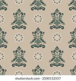 Green embroidery, motif ethnic ikat seamless textile illustration, print striped ornament, pattern, design for wrapping, silk, scarf, background, textile, carpets, curtains.