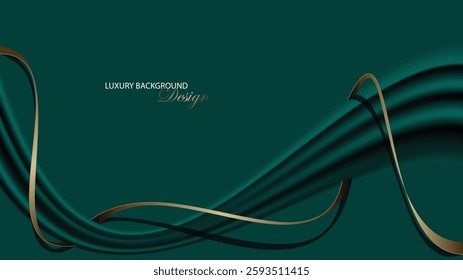 Green Emerald background vector design. Folded green emerald with shiny line. Green luxury background. Suit for card, invitation, backdrop, presentation, wedding invitation, arabic background.