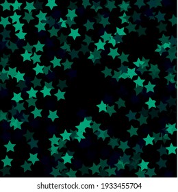 Green  Emerald Bright Holiday Sky Seamless Vector. Indigo Black  Mint Black Simple Trendy Night Background. Olive Magic Dark Stars Sparkle Illustration. Cold Party Christmas Modern Design Backdrop.