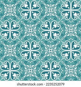 Green emerald ceramic tile mosaic square shape, color and moroccan arabic pattern contrast symmetry vector illustration