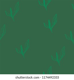 green emerald color of the background, flower with a leaf in the spread throughout the canvas, graphics, pattern, suitable for t-shirts, textiles, posters