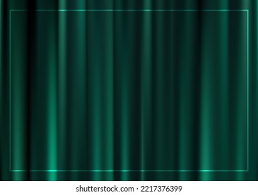 Green emerald curtain fabric satin crease and frame background   texture luxury style  Vector illustration