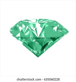 Green emerald diamond. Realistic vector illustration.