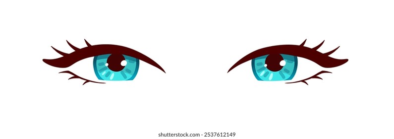 Green emerald eyes isolated vector hand drawn illustration